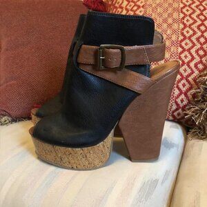 Dolce Vita DV8 CODIE Platform US Size 9 Black Leather and Congnac Suede New